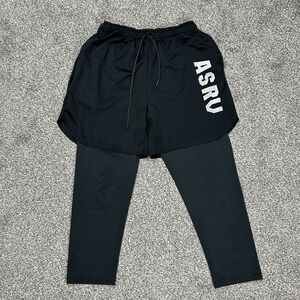 ASRV Train Lite 2-in-1 Legging‎ Shorts Mens Black Technical Sportswear No Sz Tag